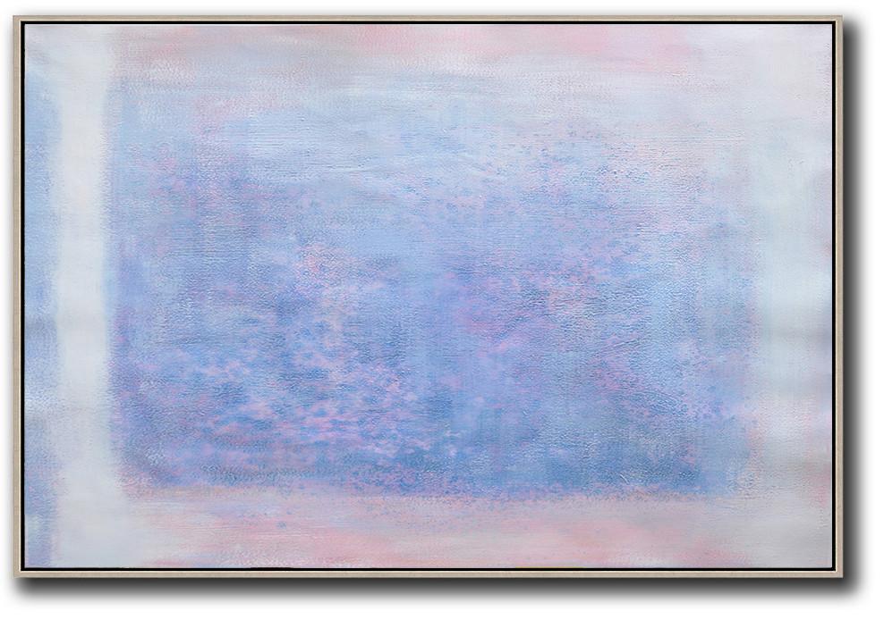 Extra Large Abstract Painting On Canvas,Oversized Horizontal Contemporary Art,Art Work,Pink,Blue,Purple,White.etc